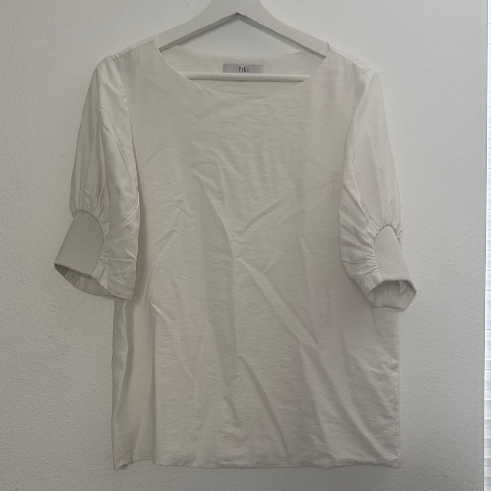 Tibi Short Sleeve Puff-Sleeve Top